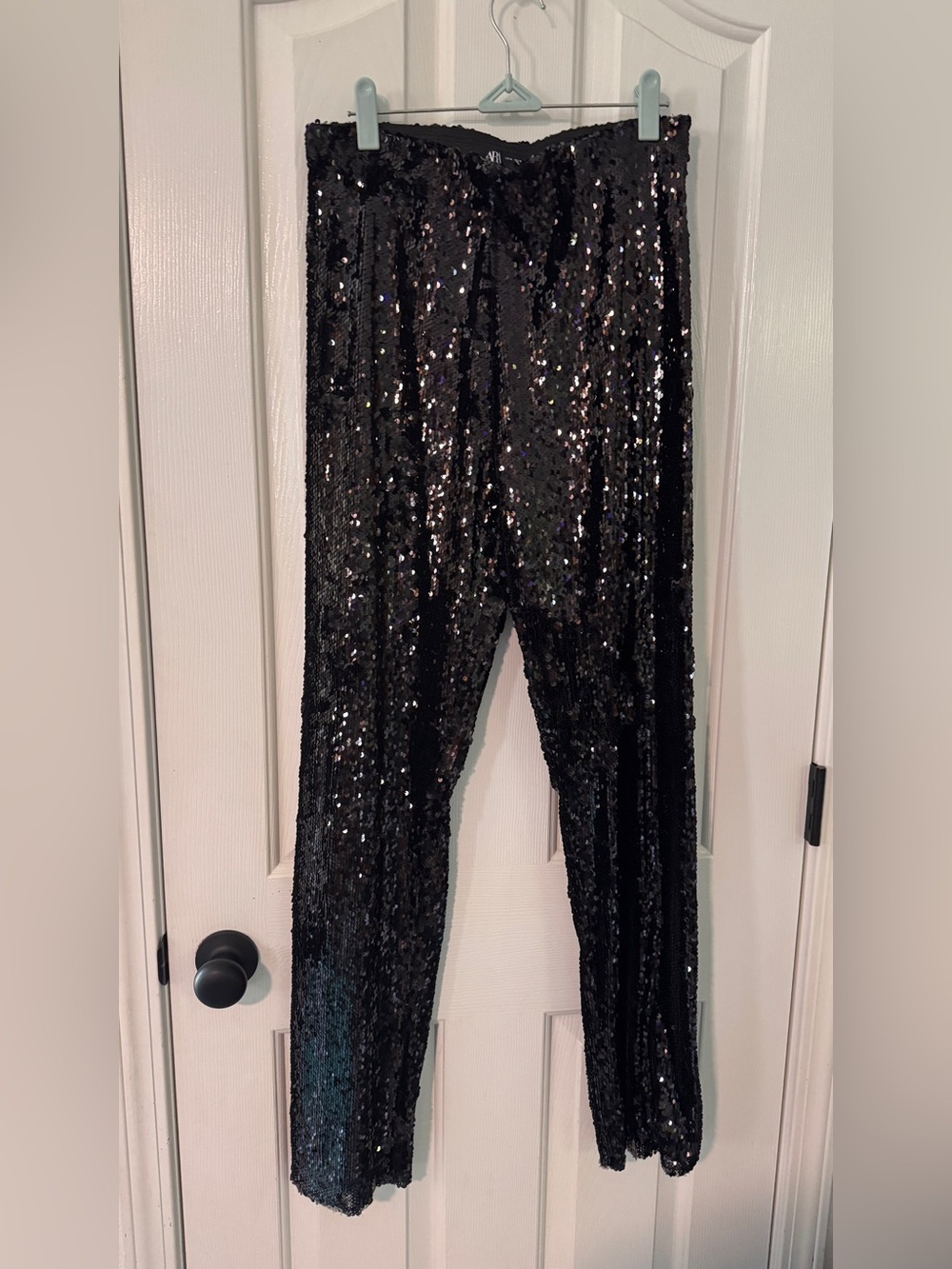 Zara Black Sequin Skinny Pants